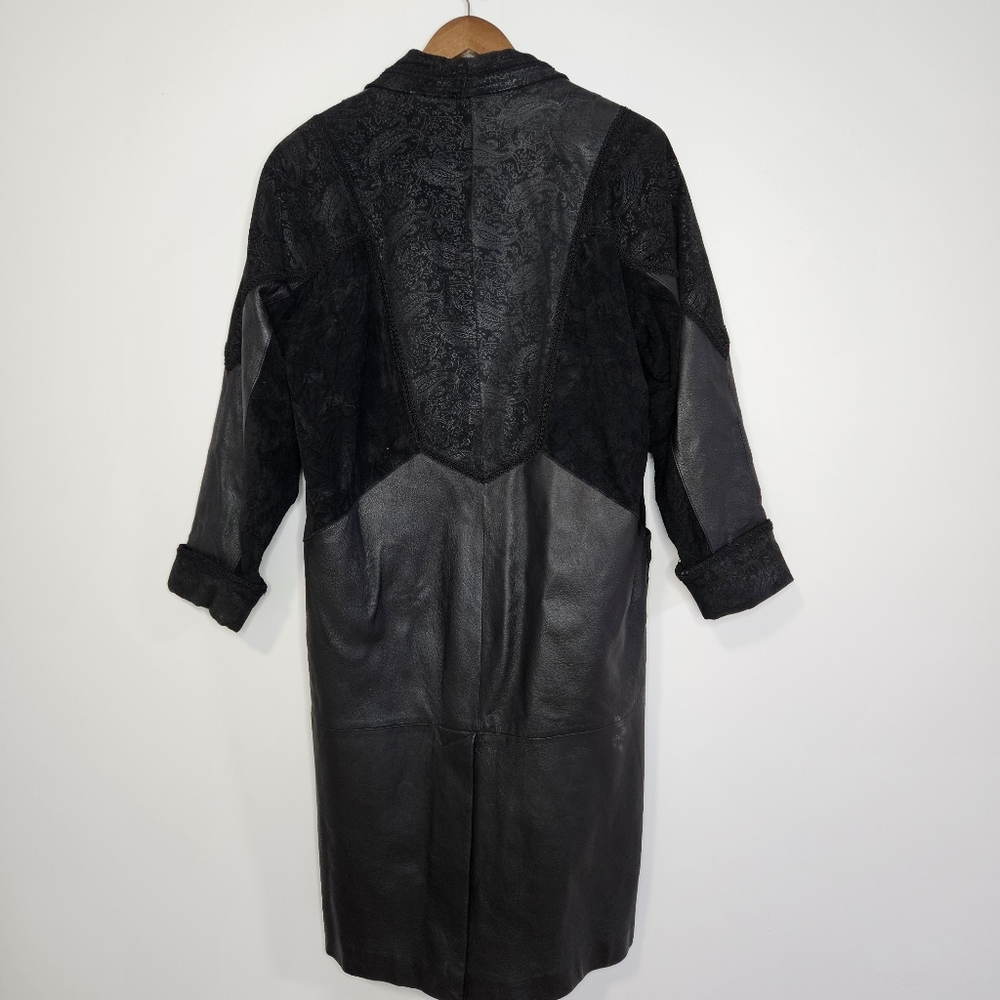 Vintage Wilsons Leather Double Breasted Trench Coat Patchwork Goth Grunge PM